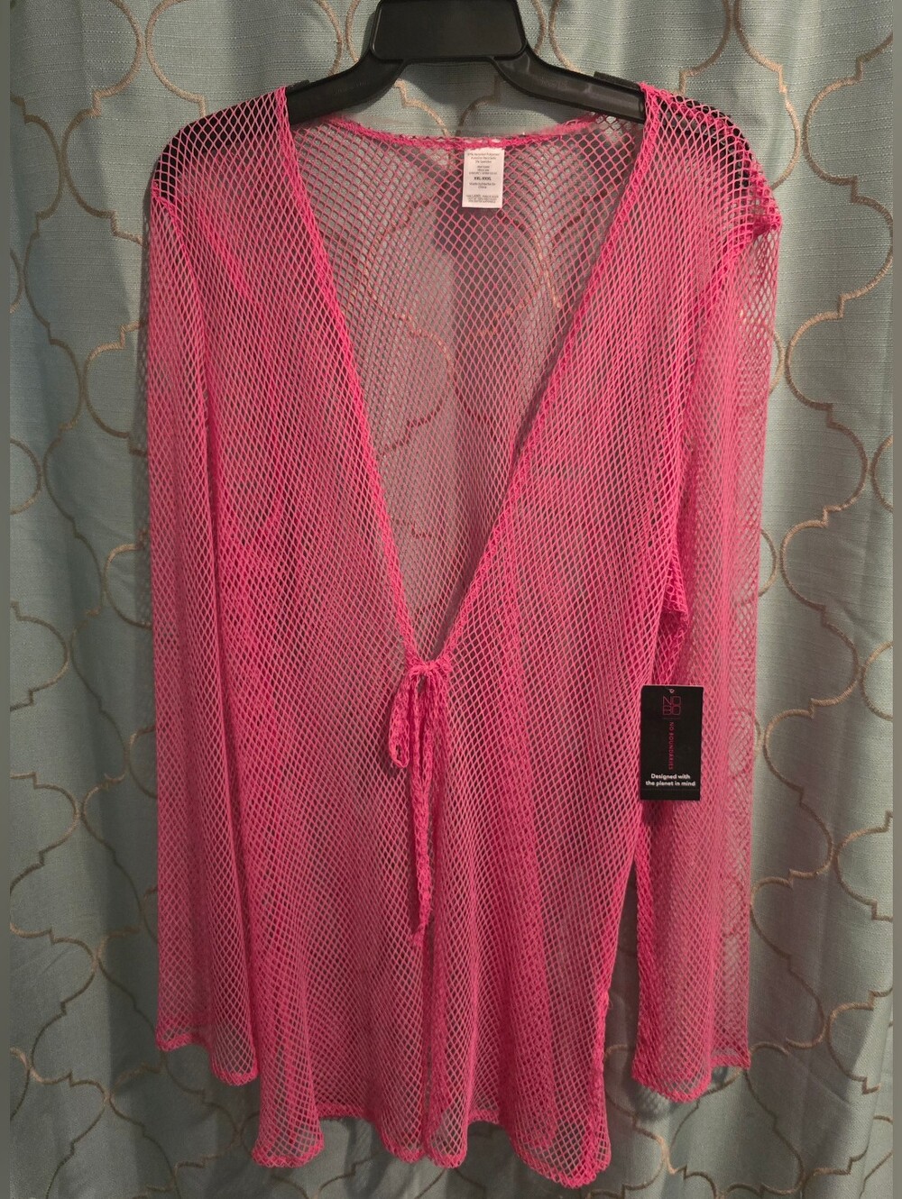 NoBo Swimsuit Cover Up Netting Bright Flamingo Pink NWT Women's 2XL-3XL XXL XXL